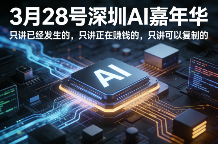 3月28号深圳AI嘉年华，只讲已经发生的，只讲正在賺钱的，只讲可以复制的-云讯网创