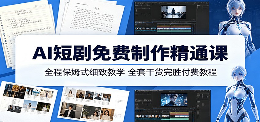 AI短剧免费制作精通课：全程保姆式细致教学，全套干货完胜付费教程-云讯网创