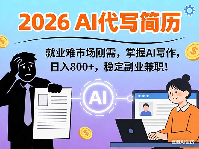 AI代写简历，超暴利，用万能模板月入1-3万实战教程，2026年市场刚需！-云讯网创