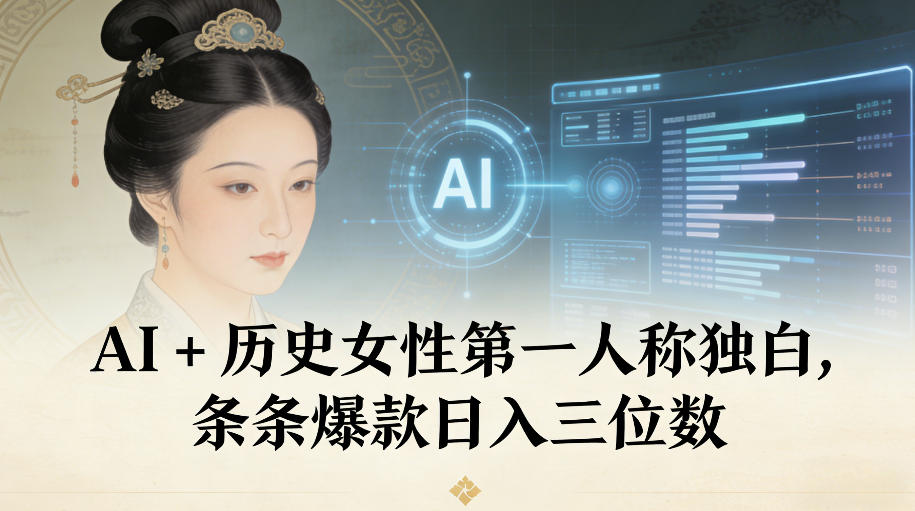 AI+历史女性第一人称独白,条条爆款日入三位数-云讯网创