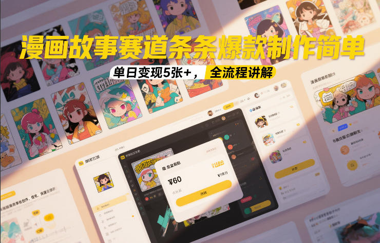 漫画故事赛道条条爆款制作简单，单日变现5张+，全流程讲解-云讯网创