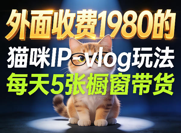 宠物赛道猫咪IP-vlog玩法，26条视频涨粉29W，每天5张橱窗带货拆解-云讯网创