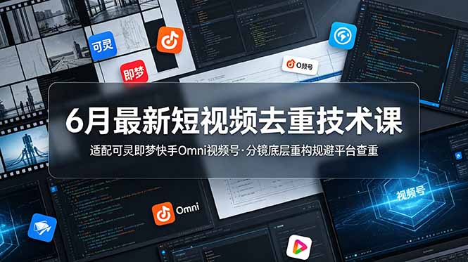 6月最新短视频去重技术课，适配可灵即梦快手Omni视频号，分镜底层重构规避平台查重-云讯网创