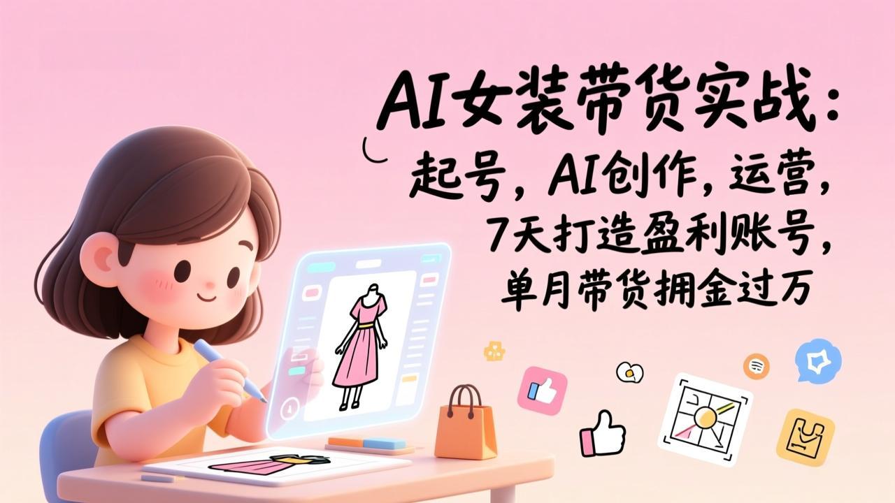 AI女装带货实战：起号，AI创作，运营，7天打造盈利账号，单月带货佣金过万-云讯网创