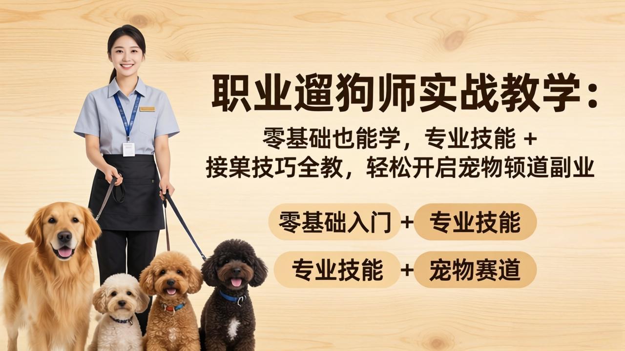 职业遛狗师实战教学：零基础也能学，专业技能 + 接单技巧全教，轻松开启宠物赛道副业-云讯网创