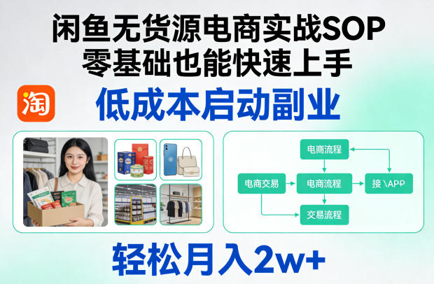 闲鱼无货源电商实战SOP，零基础也能快速上手，低成本启动副业，轻松月入2w+-云讯网创