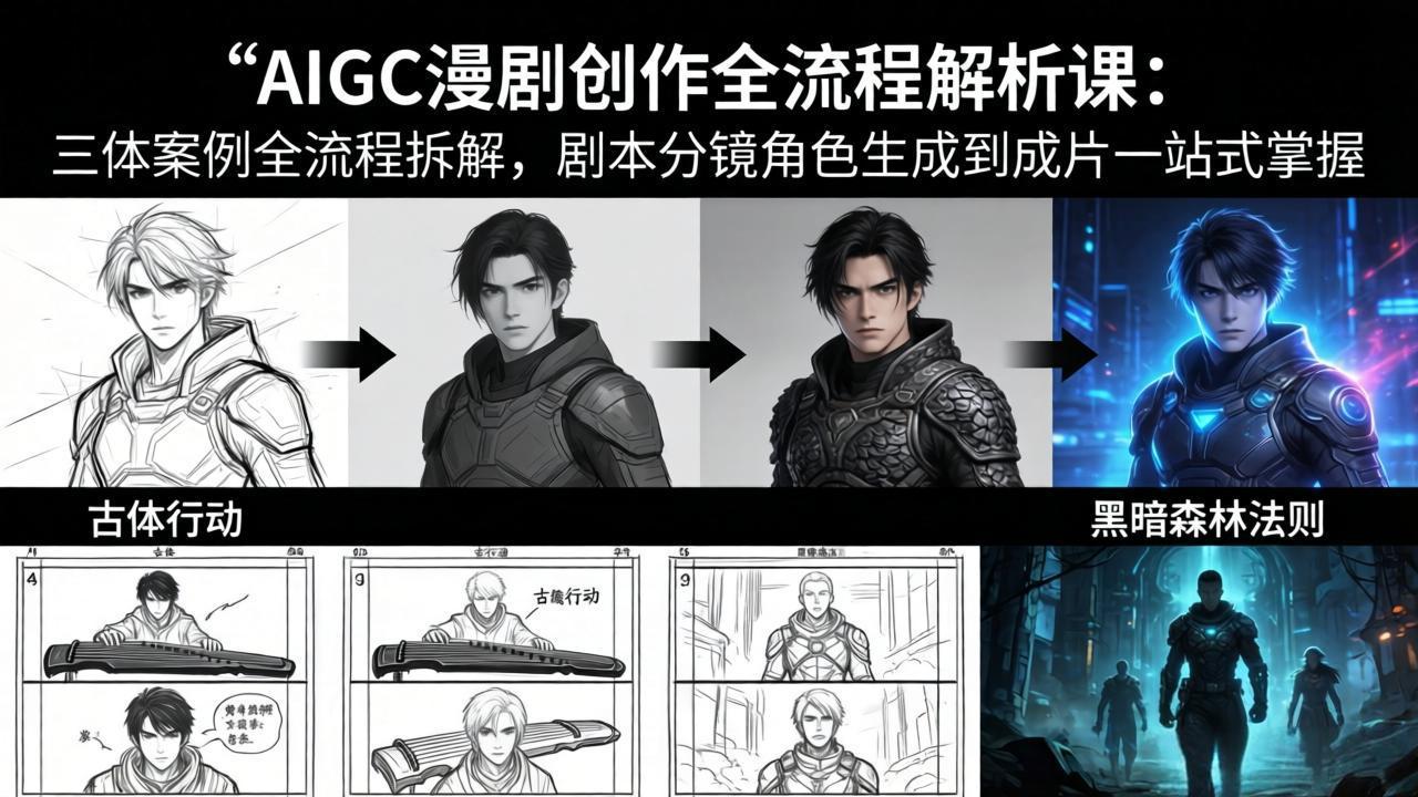 AIGC漫剧创作全流程解析课:三体案例全流程拆解,剧本分镜角色生成到成片一站式掌握-云讯网创