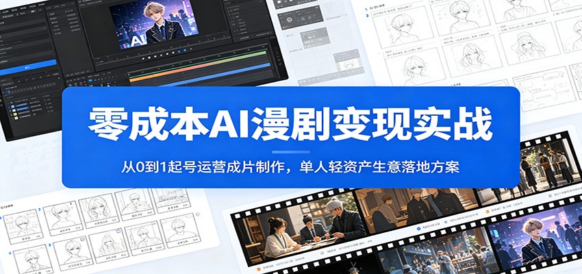 零成本AI漫剧变现实战：从0到1起号运营成片制作，单人轻资产生意落地方案-云讯网创