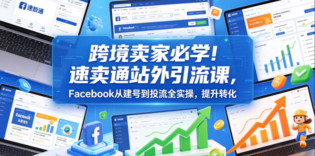 跨境卖家必学!速卖通站外引流课,Facebook从建号到投流全实操,提升转化-云讯网创