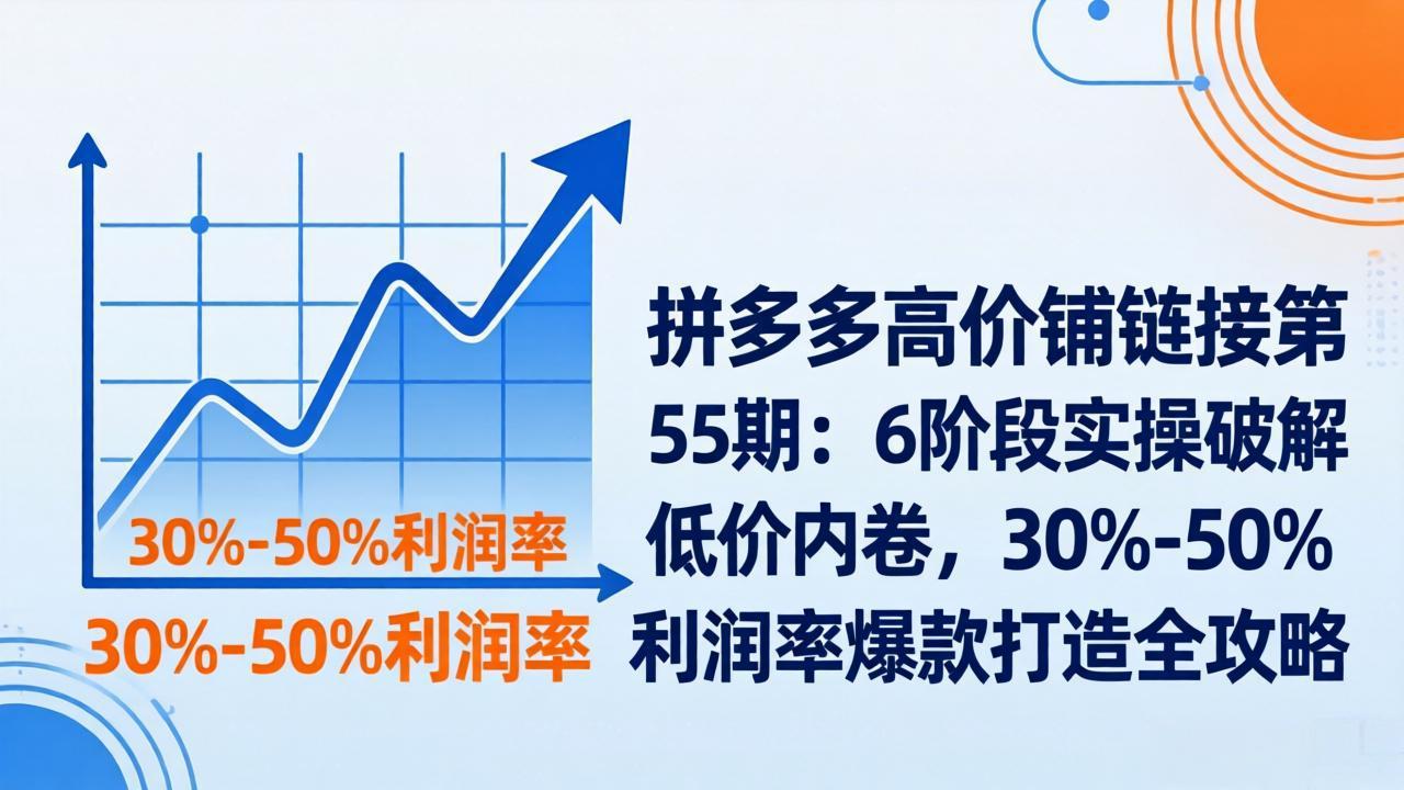 拼多多高价铺链接第55期：6阶段实操破解低价内卷，30%-50%利润率爆款打造全攻略-云讯网创