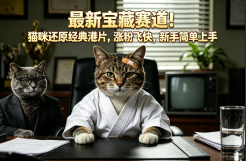 最新宝藏赛道！猫咪还原经典港片，涨粉飞快，新手简单上手-云讯网创