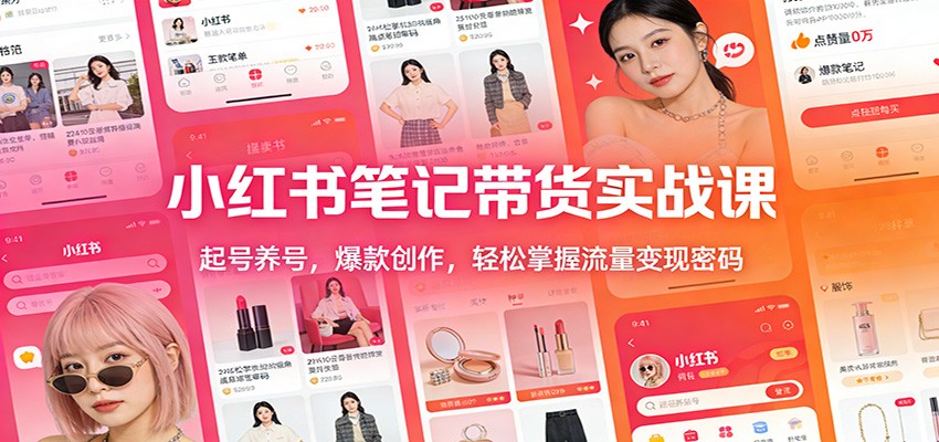 小红书笔记带货实战课：起号养号，爆款创作，轻松掌握流量变现密码-云讯网创