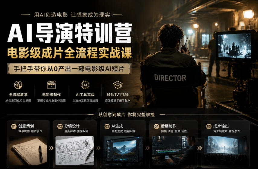 AI导演特训营,电影级成片全流程实战课,手把手带你从0产出一部电影级AI短片-云讯网创