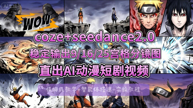 [COZE搭建教学]COZE+即梦Seedance 2.0稳定输出9-16-25宫格分镜图直出AI漫剧视频-云讯网创