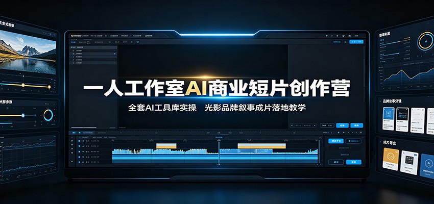 一人工作室AI商业短片创作营：全套AI工具库实操，光影品牌叙事成片落地教学-云讯网创