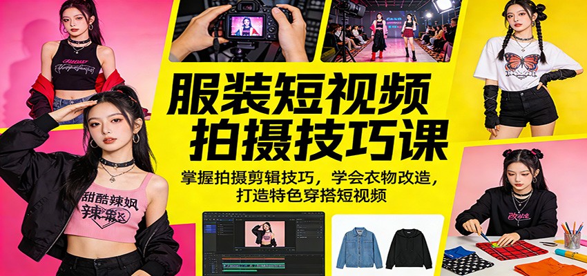 服装短视频拍摄技巧课：掌握拍摄剪辑技巧，学会衣物改造，打造特色穿搭短视频-云讯网创
