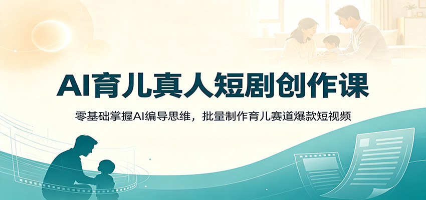 AI育儿真人短剧创作课：零基础掌握AI编导思维，批量制作育儿赛道爆款短视频-云讯网创