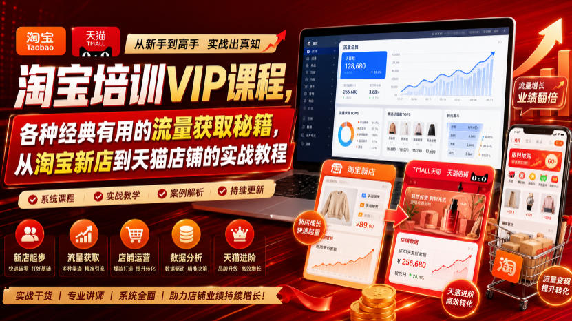 淘宝培训VIP课程，各种经典有用的流量获取秘籍，从淘宝新店到天猫店铺的实战教程(更新7月29日)-云讯网创