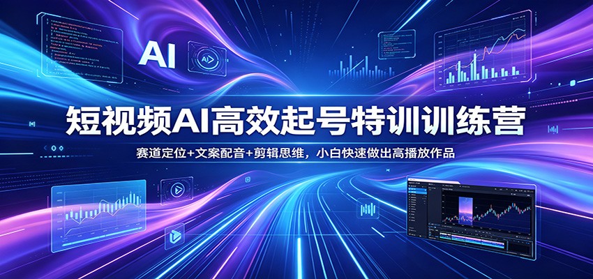 短视频AI高效起号特训训练营：赛道定位+文案配音+剪辑思维，小白快速做出高播放作品-云讯网创