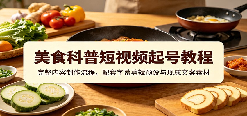 美食科普短视频起号教程：完整内容制作流程，配套字幕剪辑预设与现成文案素材-云讯网创