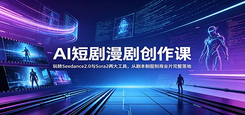 AI短剧漫剧创作课：玩转Seedance2.0与 Sora2两大工具，从剧本制图到商业片完整落地-云讯网创