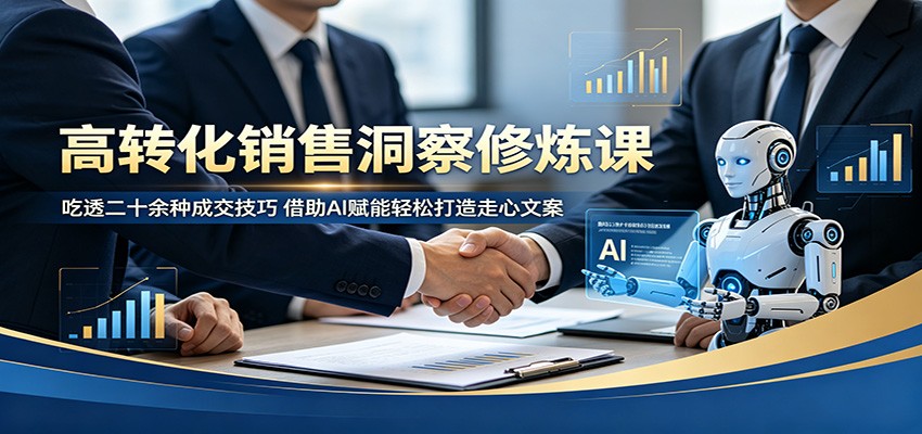 高转化销售洞察修炼课：吃透二十余种成交技巧，借助AI赋能轻松打造走心文案-云讯网创