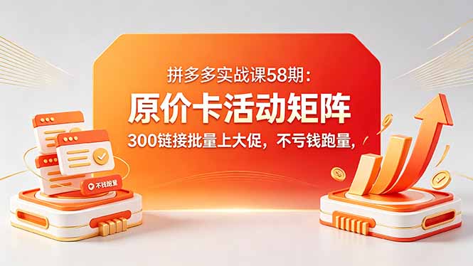 拼多多实战课58期:原价卡活动矩阵,300链接批量上大促,不亏钱跑量-云讯网创