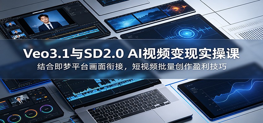Veo3.1与SD2.0 AI视频变现实操课课：结合即梦平台画面衔接，短视频批量创作盈利技巧-云讯网创
