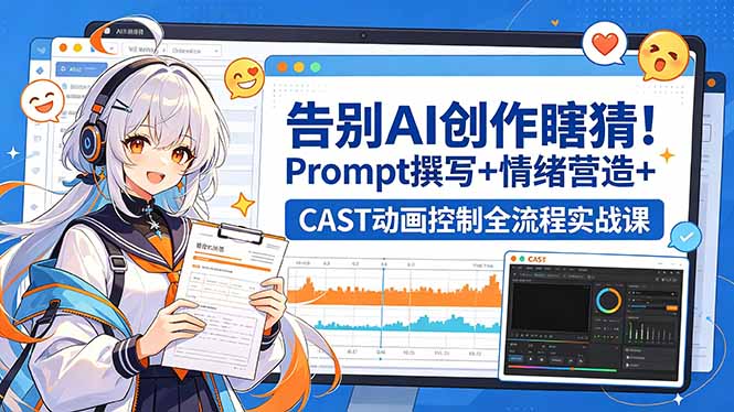 告别AI创作瞎猜！Prompt撰写+情绪营造+CAST动画控制全流程实战课-云讯网创
