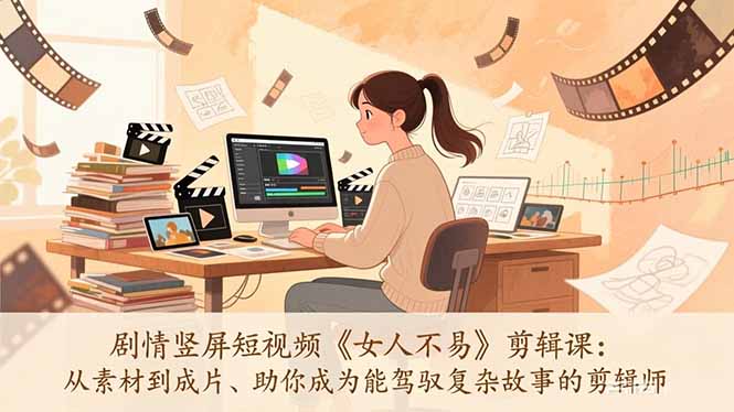 剧情竖屏短视频《女人不易》剪辑课：从素材到成片、助你成为能驾驭复杂故事的剪辑师-云讯网创