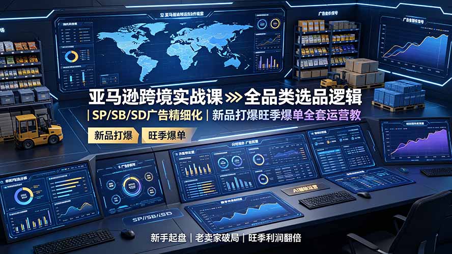 亚马逊跨境实战课:全品类选品逻辑|SP/SB/SD广告精细化|新品打爆旺季爆单全套运营教程-云讯网创