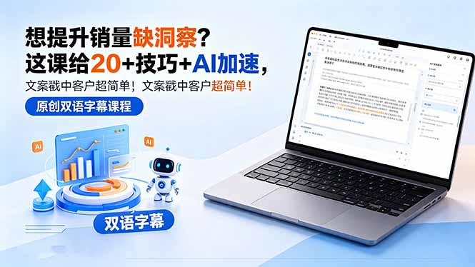 想提升销量缺洞察?这课给 20 + 技巧 + AI 加速,文案戳中客户超简单!【原创双语字幕】-云讯网创