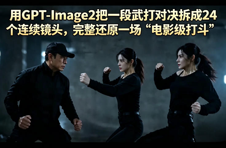 用GPT-Image2把一段武打对决拆成24个连续镜头，完整还原一场“电影级打斗”-云讯网创