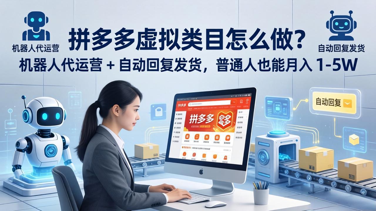 拼多多虚拟类目怎么做？机器人代运营 + 自动回复发货，普通人也能月入 1-5W-云讯网创