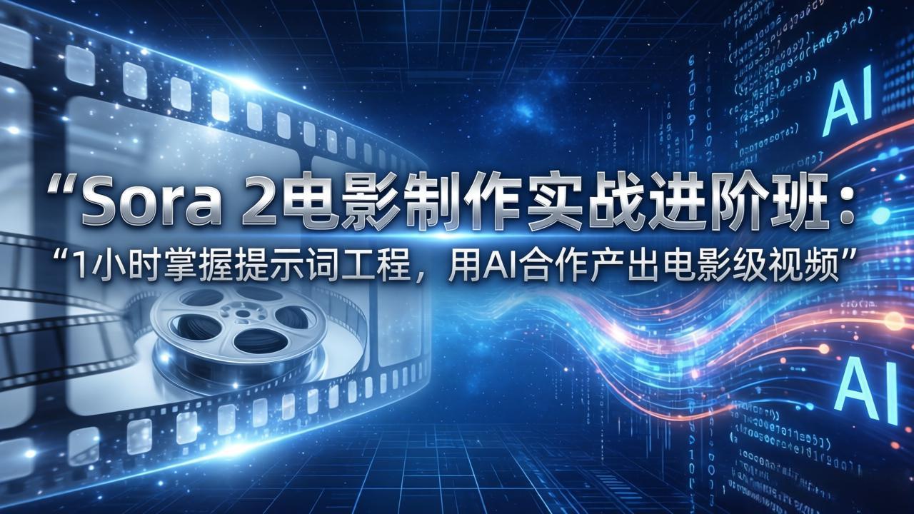 Sora 2电影制作实战进阶班：1小时掌握提示词工程，用AI合作产出电影级视频-云讯网创