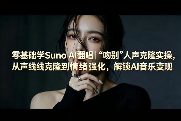 零基础学Suno AI翻唱｜《吻别》人声克隆实操，从声线克隆到情绪强化，解锁AI音乐变现-云讯网创