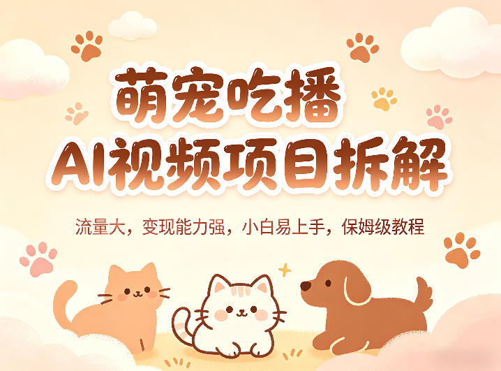 萌宠吃播AI视频项目拆解，流量大，变现能力强，小白易上手，保姆级教程-云讯网创