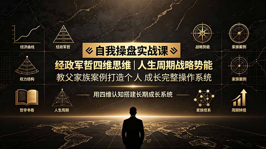自我操盘实战课:经政军哲四维思维|人生周期战略势能|教父家族案例打造个人成长完整操作系统-云讯网创