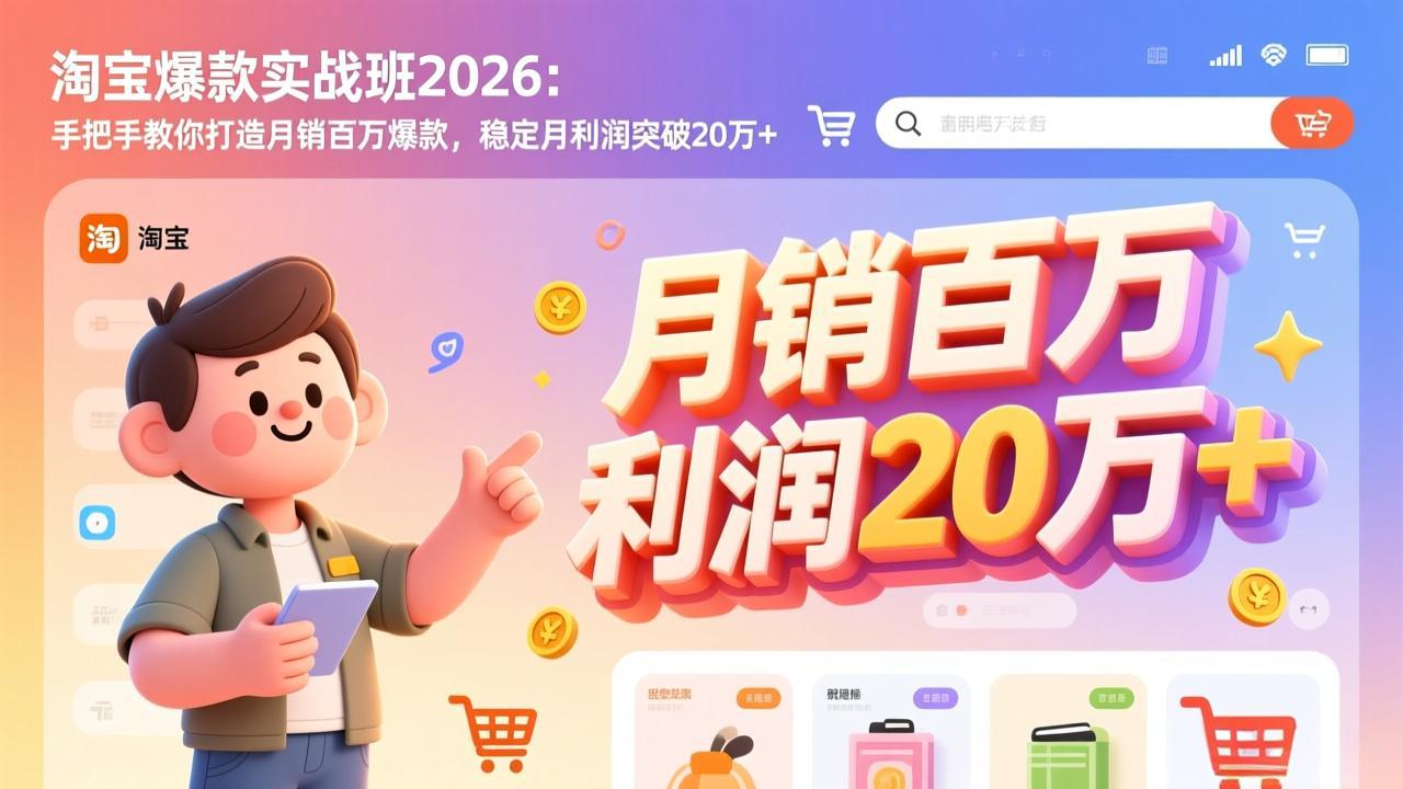淘宝爆款实战班-2026年3月更新：手把手教你打造月销百万爆款，稳定月利润突破20万+-云讯网创