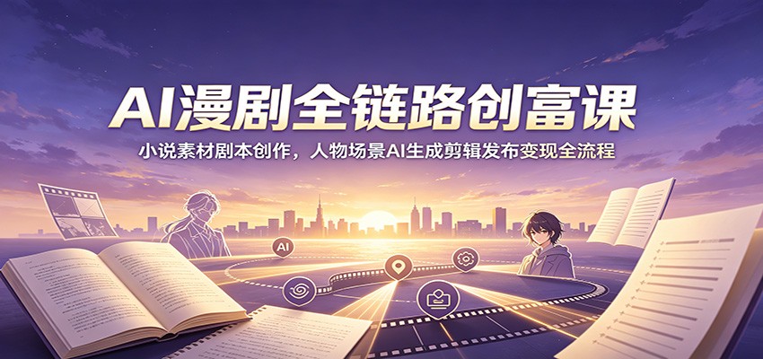 AI漫剧全链路创富课：小说素材剧本创作，人物场景AI生成剪辑发布变现全流程-云讯网创