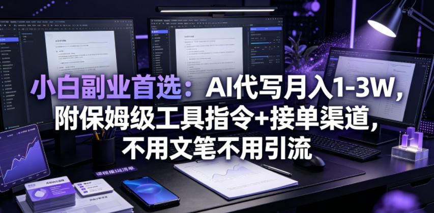 小白副业首选：AI代写月入1-3W，附保姆级工具指令+接单渠道，不用文笔不用引流【揭秘】-云讯网创