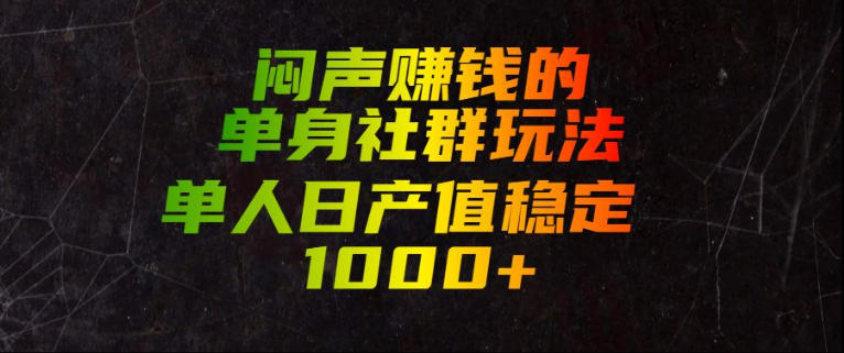 闷声賺钱的单身社群玩法，单人日产值稳定1000+【揭秘】-云讯网创