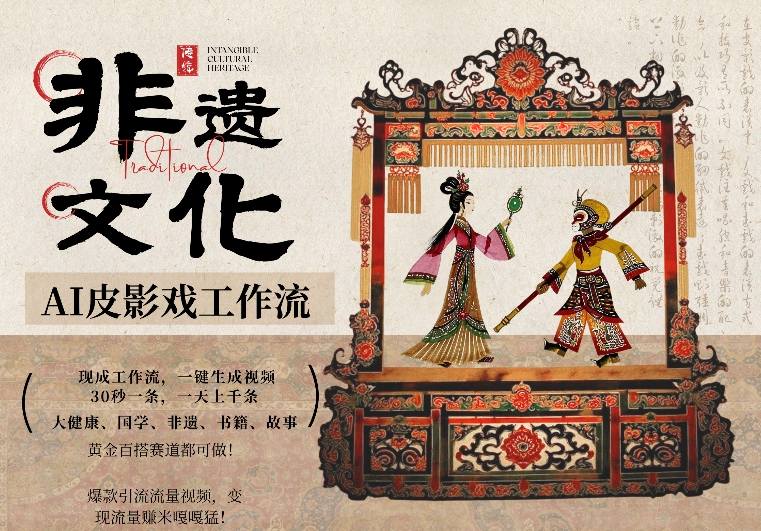 AI一键生成民俗文化非遗皮影戏视频，一刀不剪无需剪辑，30S一条，一天上百条，流量财富嘎嘎猛-云讯网创