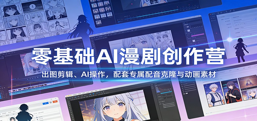 零基础AI漫剧创作营：出图剪辑、AI操作，配套专属配音克隆与动画素材-云讯网创