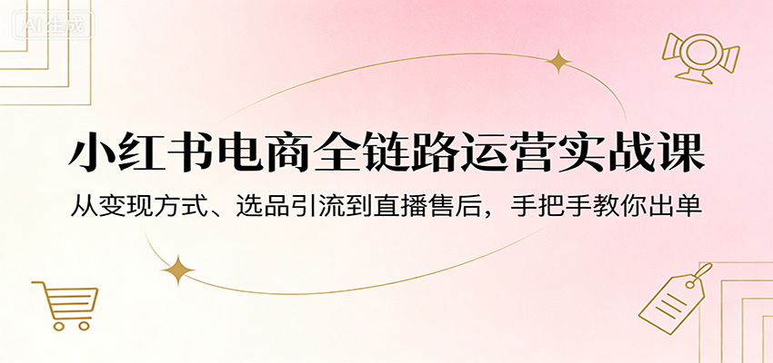 小红书电商全链路运营实战课：从变现方式、选品引流到直播售后，手把手教你出单-云讯网创