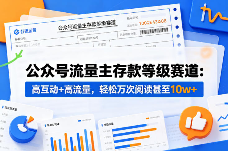 公众号流量主之存款等级赛道，高互动+高流量，轻松达到万次阅读，甚至10w+-云讯网创