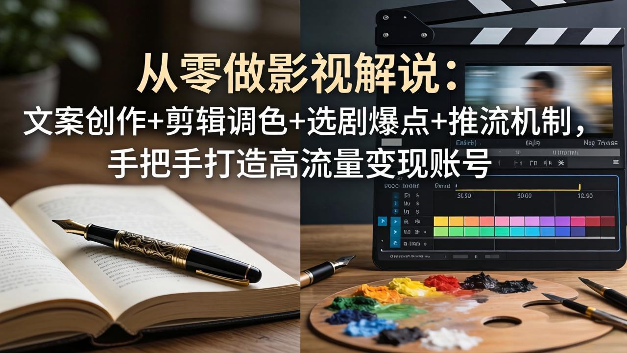 从零做影视解说：文案创作+剪辑调色+选剧爆点+推流机制，手把手打造高流量变现账号-云讯网创