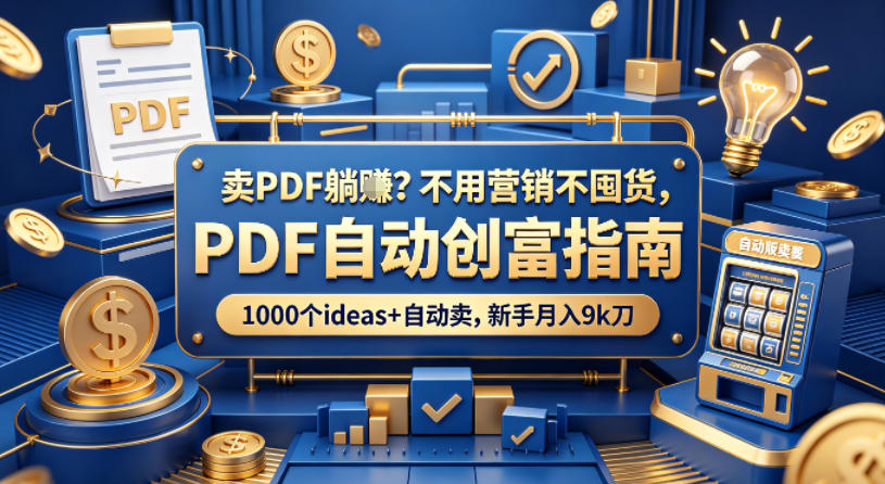 卖PDF躺賺？不用营销不囤货，PDF自动创富指南，1000个ideas+自动卖，新手月入9k刀【原创双语字幕】-云讯网创