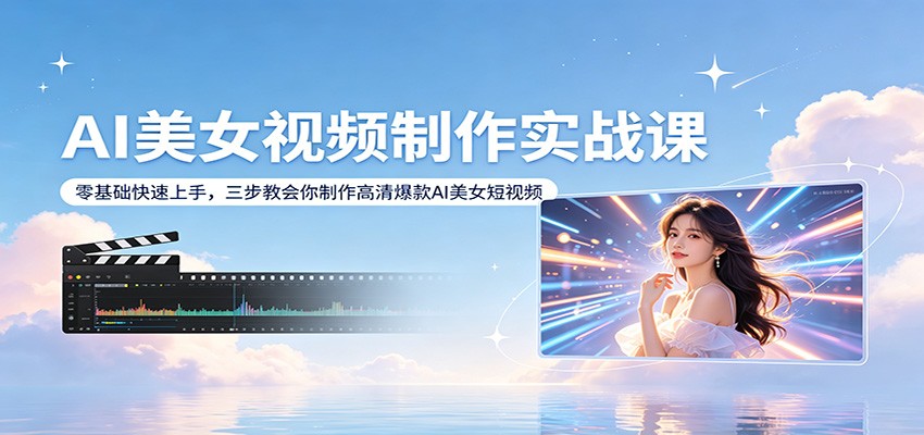 AI美女视频制作实战课：零基础快速上手，三步教会你制作高清爆款AI美女短视频-云讯网创