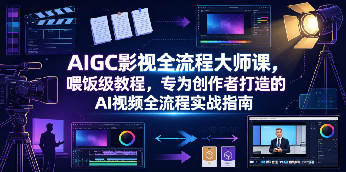 AIGC影视全流程大师课，喂饭级教程，专为创作者打造的AI视频全流程实战指南-云讯网创